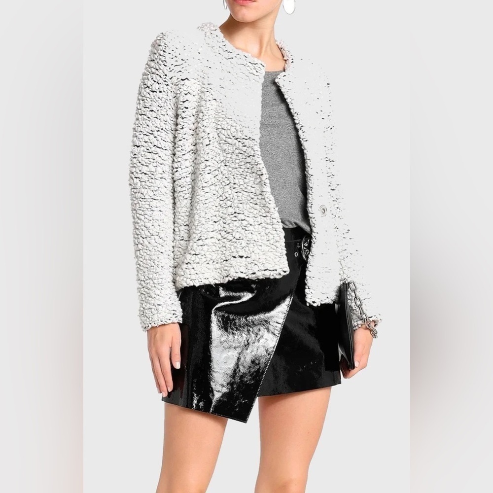 IRO Twiggy Boucle Textured Jacket White size 40 Large EUC
